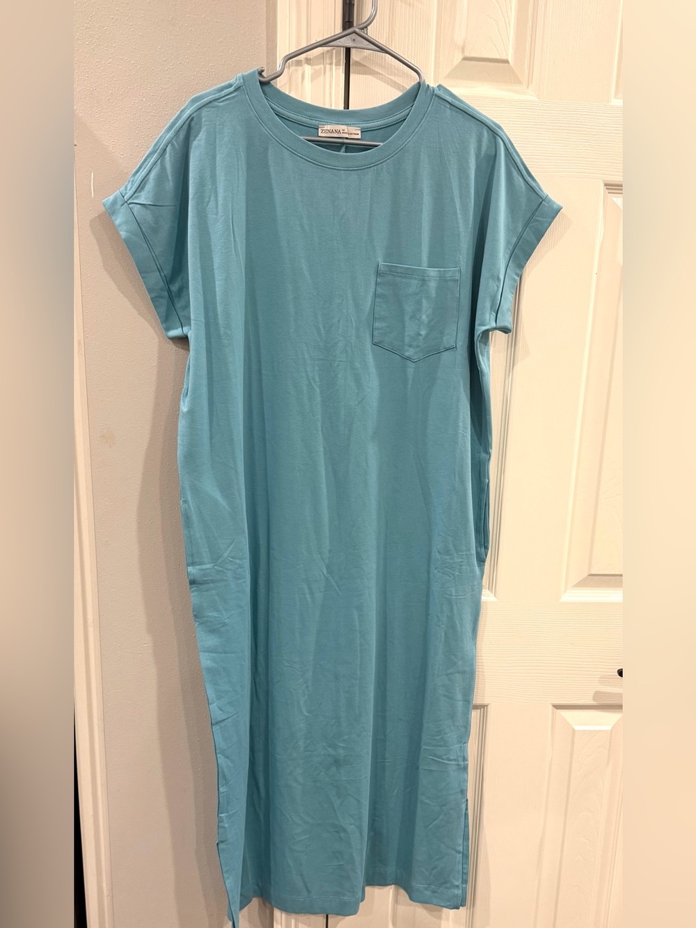 NWOT Zenana Outfitters Teal Crewneck T-Shirt dress Sz M